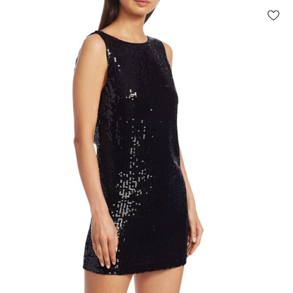 Alice + Olivia Kamryn Black Sequin Cowl Back Mini Dress - Picture 7 of 7